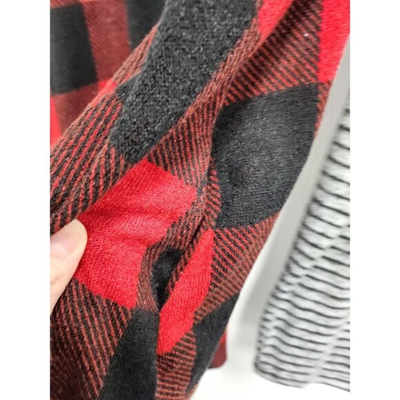 White Birch Womens BOHO Sweater Dress XL Black Red Plaid Soft Knit Long Sleeve - Picture 2 of 7